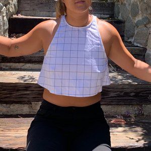American Apparel Grid Print Crop Top